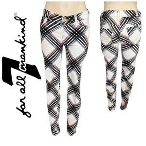 EUC 7 For All Mankind White Plaid Velvet Pants Jeans // Size 26